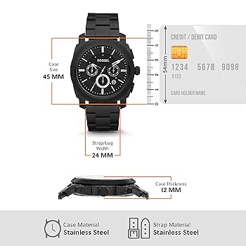 Amazon.co.jp: Fossil Machine クロノグラフ 45mm ラウンド